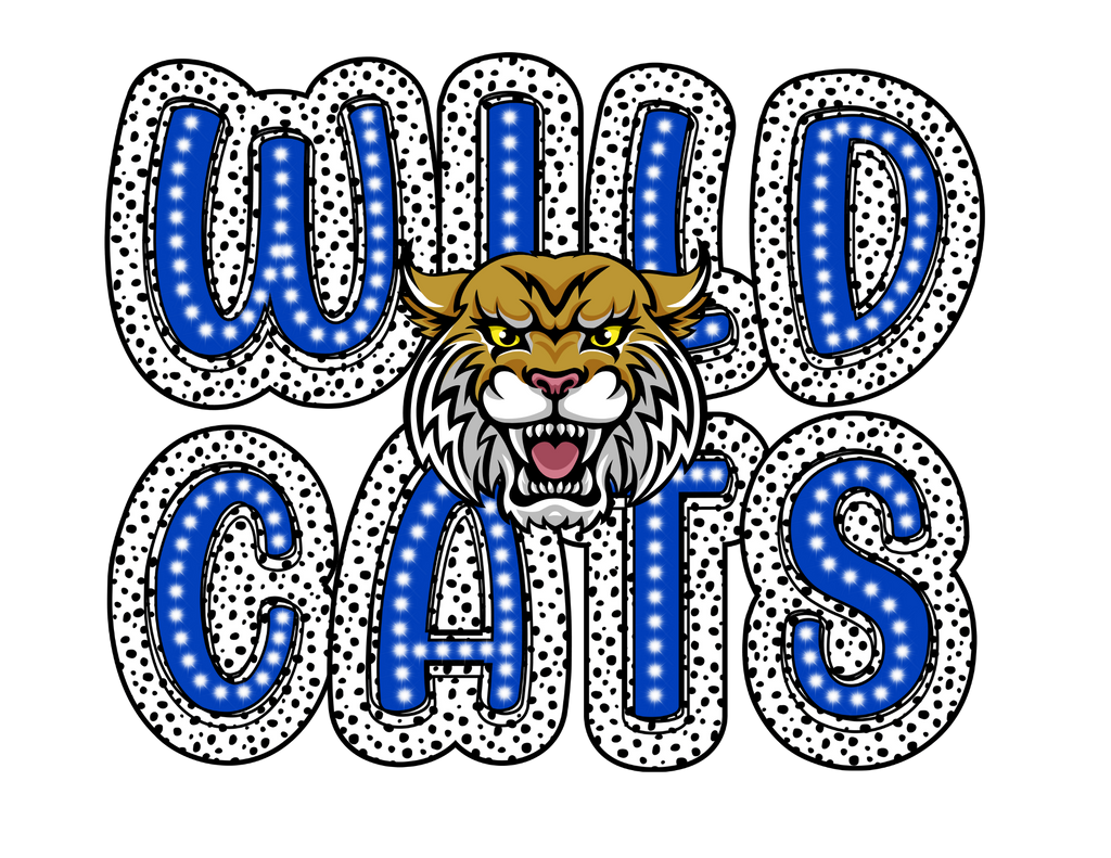Blue and White Polka Dot Logan Wildcat T Shirt