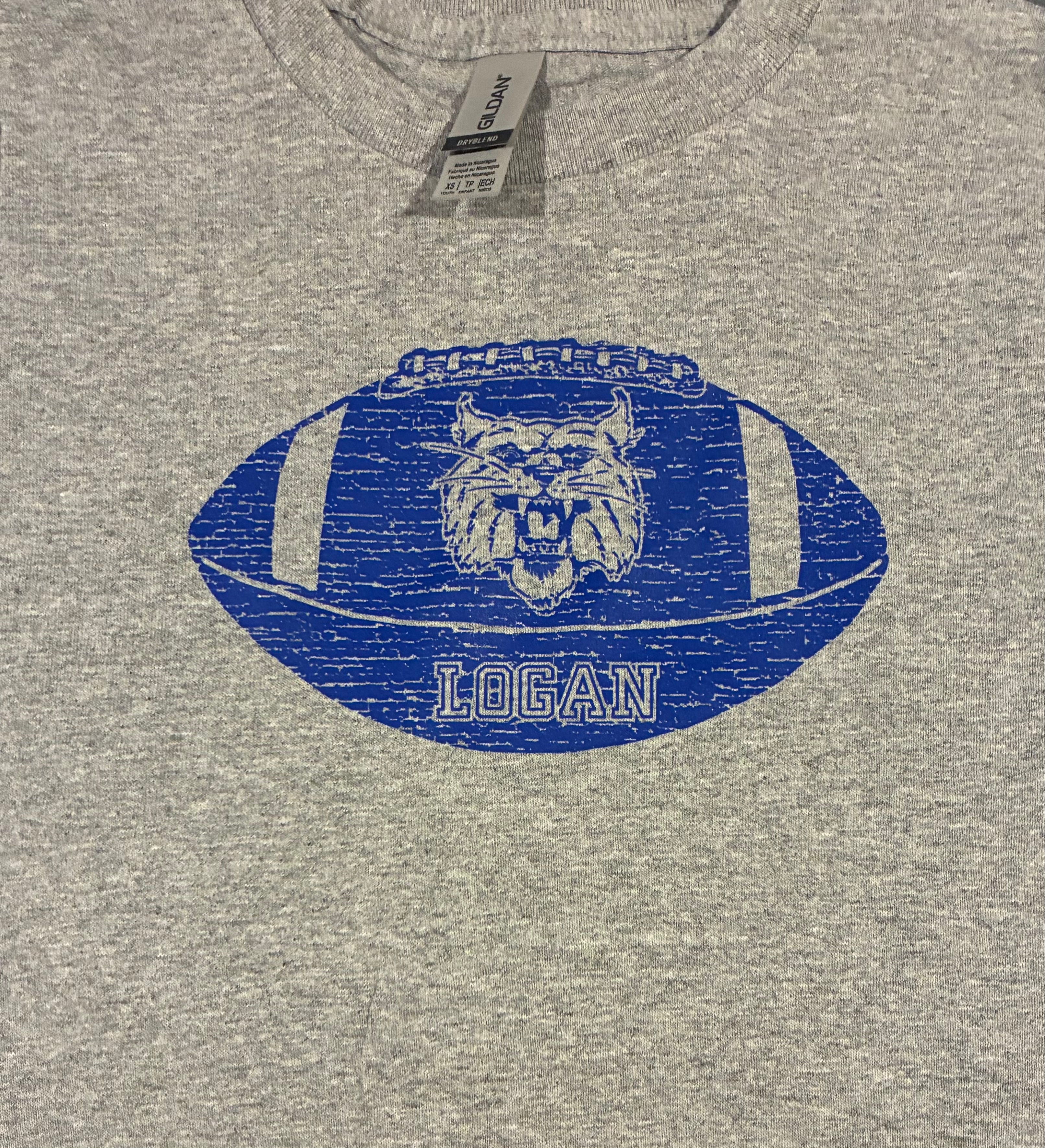 Youth Grey and Blue Logan Wildcat Football Shirt