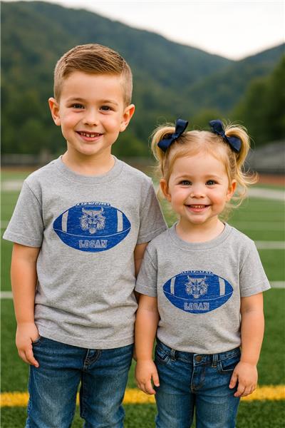Youth Grey and Blue Logan Wildcat Football Shirt